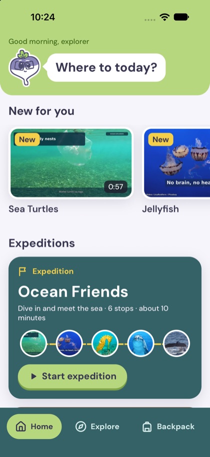 Redesigned home: Where to today? with new videos and the Ocean Friends expedition