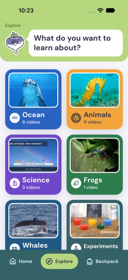 Redesigned Explore screen with photo topic cards