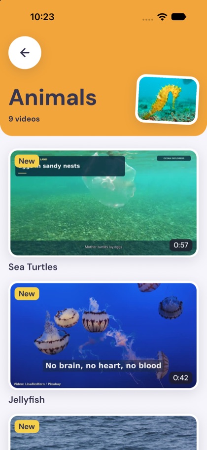 Redesigned Animals topic page